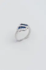 Yakamoz Mavisi 18 Ayar Beyaz Altın Kaplama Gümüş Yüzük