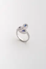 Işıltılı Yakamoz 18 Ayar Beyaz Altın Kaplama Gümüş Yüzük