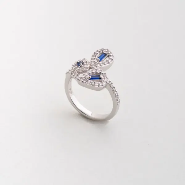 Işıltılı Yakamoz 18 Ayar Beyaz Altın Kaplama Gümüş Yüzük