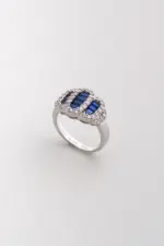 Yakamoz 18 Ayar Beyaz Altın Kaplama Gümüş Yüzük