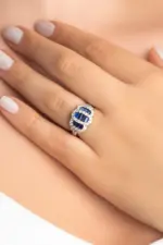 Yakamoz 18 Ayar Beyaz Altın Kaplama Gümüş Yüzük - Görsel 2